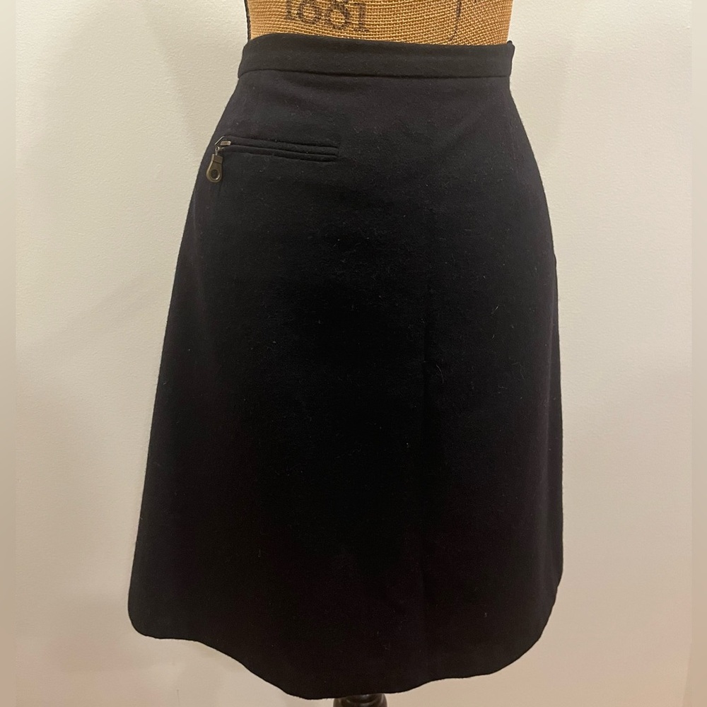 Vintage 111 State 100% Wool A-Line Skirt Knee Length Neutral Black Size 10